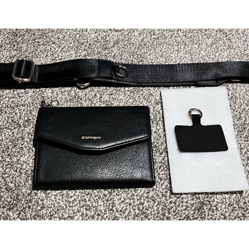 Zoppen Black Travel Wallet Passport Card Holder/Folder Crossbody New